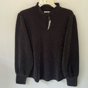 Maurices Women's Large Top Blouse NWT  Shimmer Black / Silver Holiday Christmas